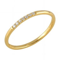 SOLITAIRE JEWELRY 7 Stone Round Moissanite Diamond Dainty Minimalist Ring Solid 10K Yellow Gold Ring Size 4