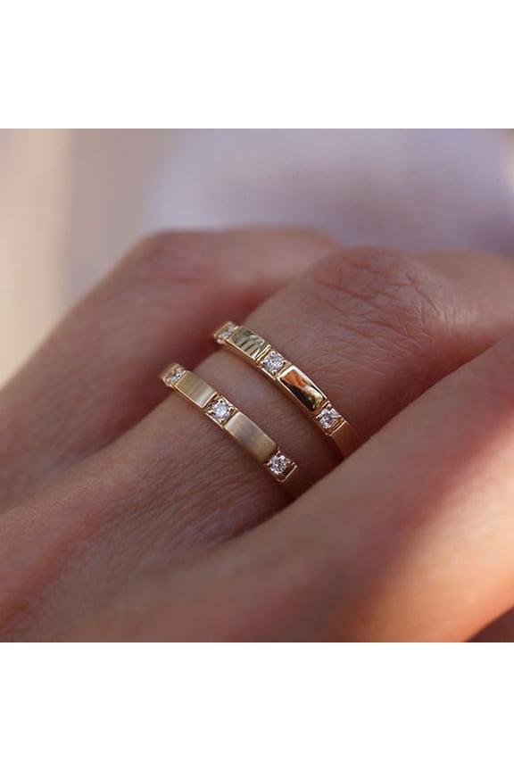 0.19TCW Round Moissanite Diamond Inlay Wedding Band Solid 10K Yellow Gold