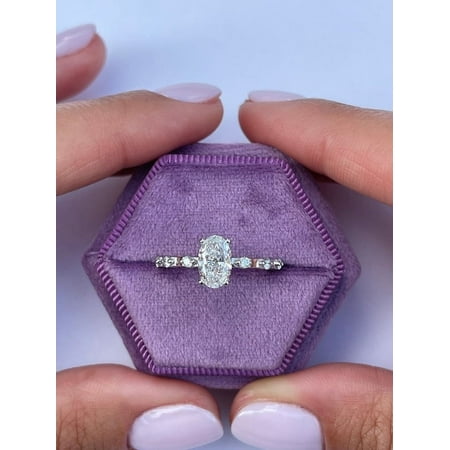 SOLITAIRE JEWELS 1.18 Ct Oval Cut D Color VVS Clarity Moissanite Diamond Engagement Ring Solid 10K White Gold