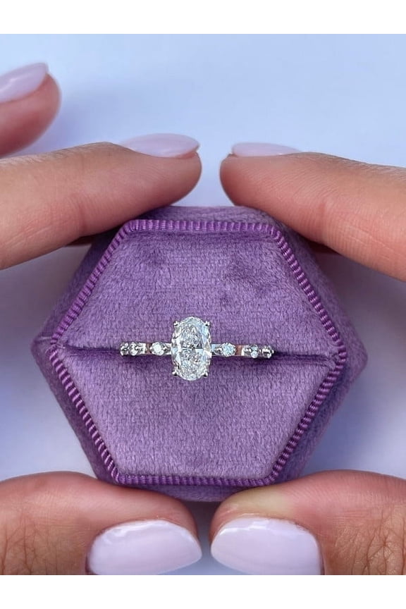 1.18 Ct Oval Cut D Color VVS Clarity Moissanite Diamond Engagement Ring Solid 10K White Gold