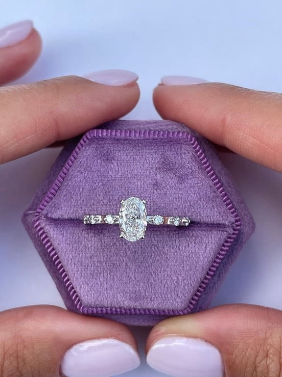 1.18 Ct Oval Cut D Color VVS Clarity Moissanite Diamond Engagement Ring Solid 10K White Gold