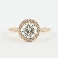 thumbnail image 1 of SOLITAIRE JEWELS 1.20CT Round Cut Halo Style Moissanite Solitaire Pave Engagement Ring for Women Solid 18k Rose Gold, 18k Rose Gold Solitaire Ring, 1 of 5