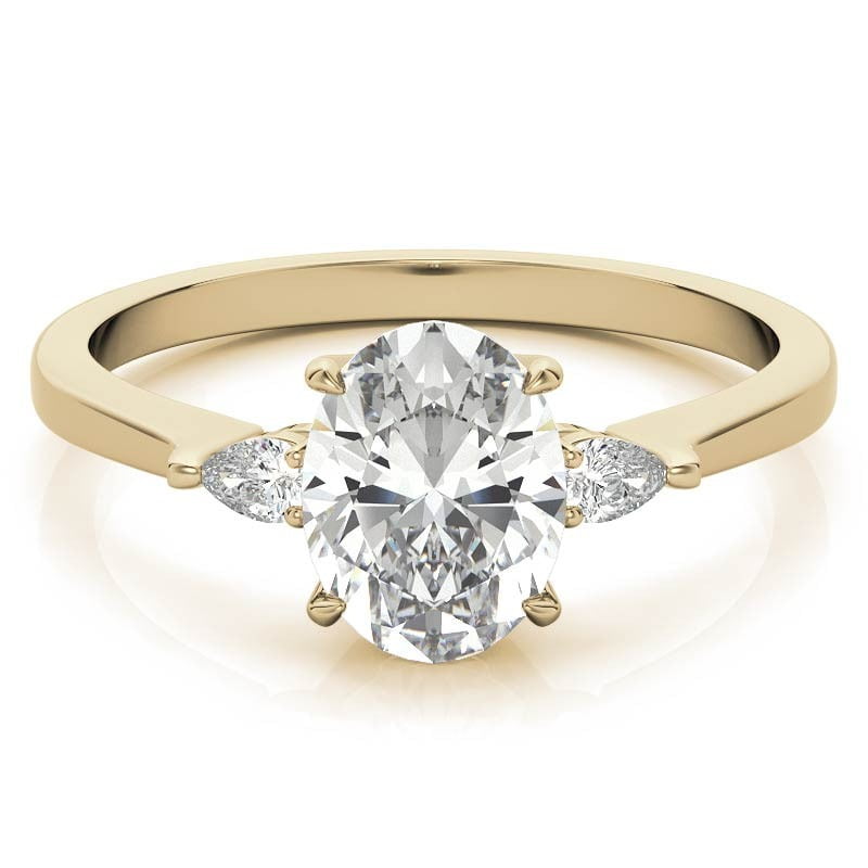 SOLITAIRE JEWELS 1.50CT Oval Diamond Pear 3-Stone Engagement Ring Solid ...