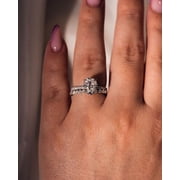 SOLITAIRE JEWELS 1.50CT Oval Moissanite Diamond Engagement Ring With Matching Wedding Band 10K White Gold