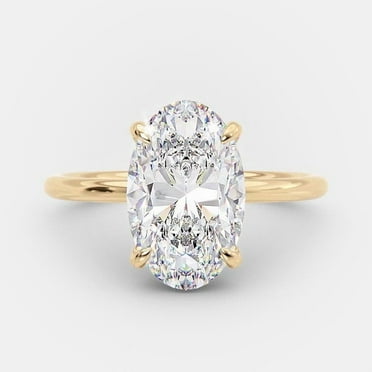 SOLITAIRE JEWELS 1.60CT Elongated Oval Solitaire Style Moissanite Engagement Ring in 10K Yellow Gold