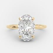 SOLITAIRE JEWELS 1.60CT Elongated Oval Solitaire Style Moissanite Engagement Ring in 10K Yellow Gold
