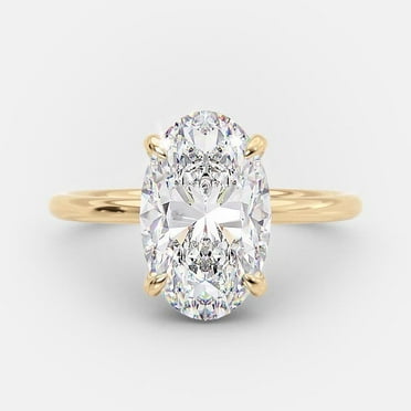 SOLITAIRE JEWELS 1.60CT Elongated Oval Solitaire Style Moissanite Engagement Ring in 10K Yellow Gold