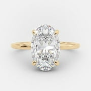 SOLITAIRE JEWELS 1.60CT Elongated Oval Solitaire Style Moissanite Engagement Ring in 10K Yellow Gold