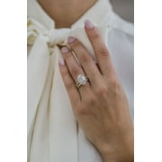 SOLITAIRE JEWELS 1.75CT Marquise Cut Halo & Pave Moissanite Engagement Ring for Women, Diamond on Bridge, 10k Yellow Gold Solitaire Ring