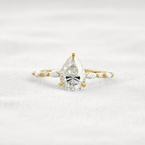 SOLITAIRE JEWELS 1.90CT Pear Cut Moissanite Diamond Solitaire Marquise Pave Engagement Ring for Women Solid 10k Yellow Gold