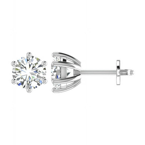 SOLITAIRE JEWELS 1 ctw Round Cut Moissanite Prong Solitaire Stud Earrings In 925 Silver Sterling