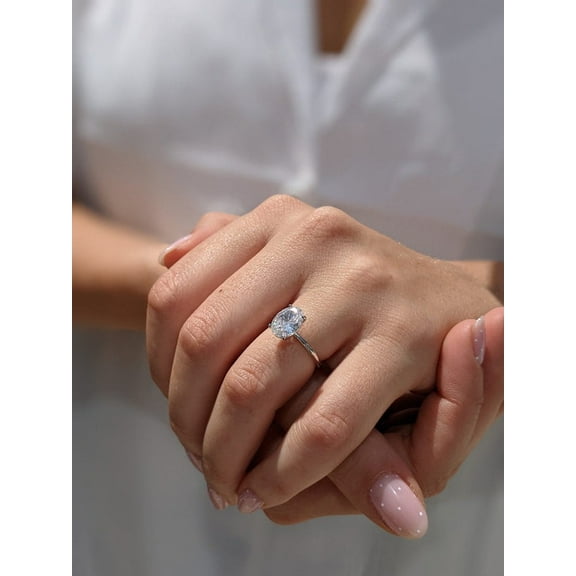 SOLITAIRE JEWELS 2.00CT Oval Moissanite Diamond Solitaire Engagement Ring 10K White Gold