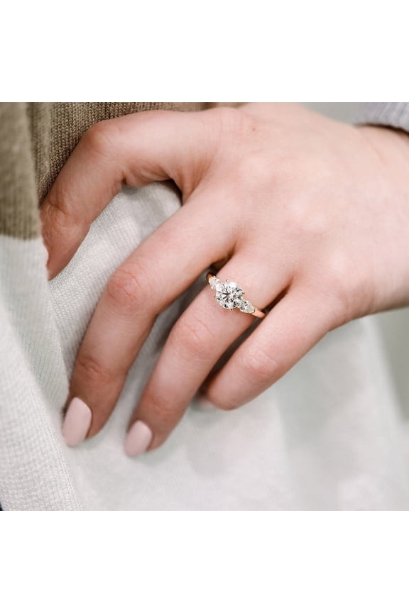 2.00CT Round Cut Moissanite 3 Stones Engagement Ring for Women Solid 10k Yellow Gold