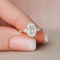 thumbnail image 1 of SOLITAIRE JEWELS 2.0CT Oval Cut Three Stone Moissanite Solitaire Engagement Ring 18K White Gold, 1 of 4