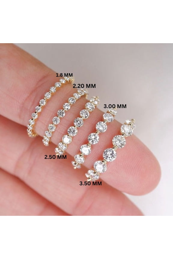 2.2MM 10 Stone Round Moissanite Wedding Eternity Band Solid 14K Yellow Gold