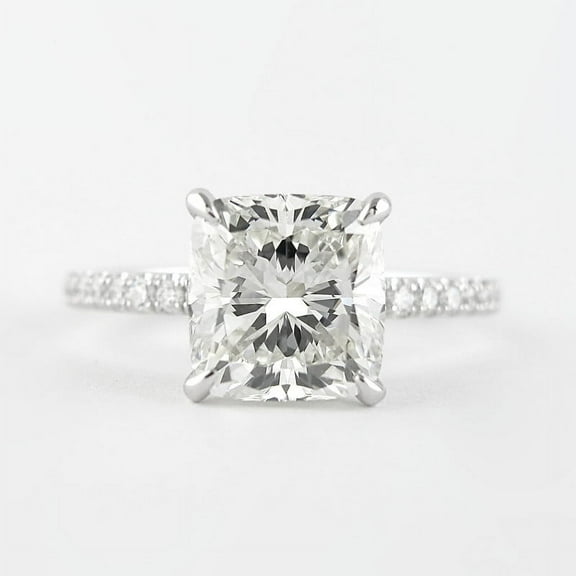 SOLITAIRE JEWELS 2.40CT Cushion Cut Moissanite Diamond Hidden Halo Pave Asscent Engagement Ring for Women Solid 10k White Gold
