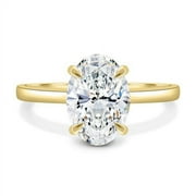 SOLITAIRE JEWELS 2.50CT - Oval Solitaire with Hidden Halo Engagement Ring 18K Yellow Gold