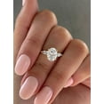 thumbnail image 1 of SOLITAIRE JEWELS 2.5CT Oval Stone With Side Stone Classic Trilogy Moissanite Engagement Ring 18K Yellow Gold, 1 of 7
