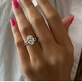 thumbnail image 1 of SOLITAIRE JEWELS 2.5Ct Oval Moissanite Diamond Dainty Style Bridal Ring Set Solid 14k White Gold, 1 of 7