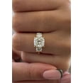 thumbnail image 1 of SOLITAIRE JEWELS 2.6CT Cushion Moissanite Diamond Three Stones Engagement Ring Solid 18K Yellow Gold, 1 of 5