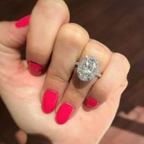 SOLITAIRE JEWELS 2.70CT Oval Cut Halo Style Pave Moissanite Solitaire Engagement Ring for Women Solid 10k Yellow Gold