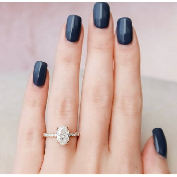 SOLITAIRE JEWELS 2.70CT Oval Cut Unique Hidden Halo Setting Moissanite Engagement Ring for Women Solid 10k Yellow Gold