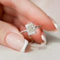 SOLITAIRE JEWELS 2.80CT Radiant Moissanite Diamond Solitaire Twisted Engagement Ring for Women Solid 10k White Gold