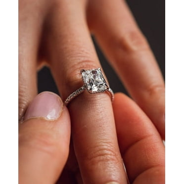SOLITAIRE JEWELS 2.81CT Radiant Cut Solitaire Hidden Halo Setting Moissanite Engagement Ring for Women Solid 10k Yellow Gold