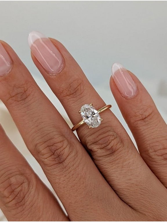2.9Ct Oval Moissanite Diamond Engagement Ring 10K Yellow Gold Solitaire Ring