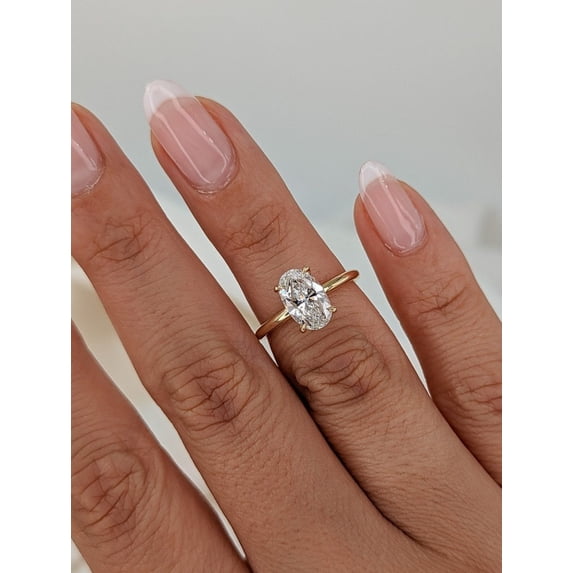 SOLITAIRE JEWELS 2.9Ct Oval Moissanite Diamond Engagement Ring 18K Yellow Gold Solitaire Ring