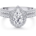 thumbnail image 1 of SOLITAIRE JEWELS 2.Ct Pear Moissanite Halo Solitaire Accent Teardrop Engagement Bridal Ring Set 925 Silver Sterling, 1 of 6