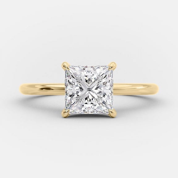 SOLITAIRE JEWELS 2CT Princess Cut Solitaire Moissanite Engagement Ring in 18K Yellow Gold Gift Ring For Her