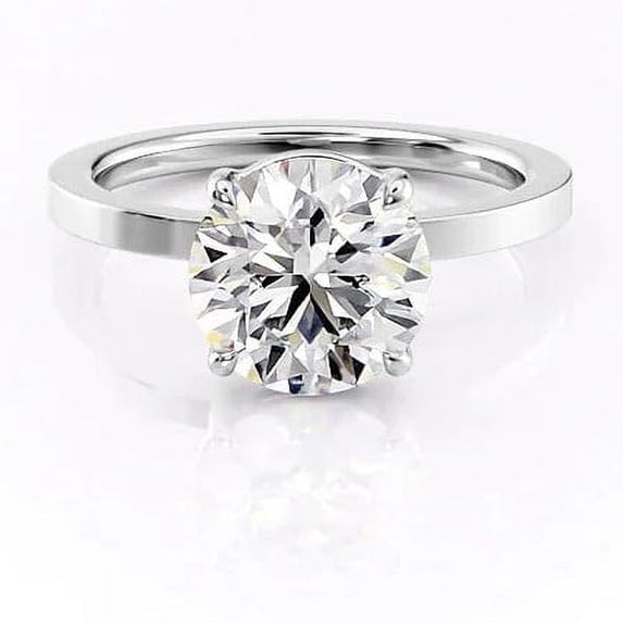 SOLITAIRE JEWELS 2Ct Round Moissanite Diamond Solitaire Wedding Ring Solid 14K White Gold Gift Ring
