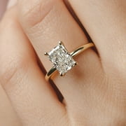 SOLITAIRE JEWELS 2ctw Radiant cut moissanite Diamond Engagement Ring 10K/14K/18K Gold Simple Solitaire Ring for Her