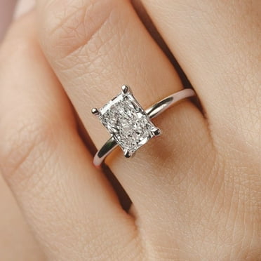 SOLITAIRE JEWELS 2.5ctw Radiant cut moissanite Diamond Engagement Ring 14K White Gold Simple Solitaire Ring for Her