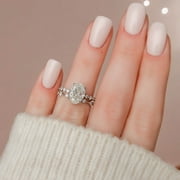 SOLITAIRE JEWELS 3.00CT Oval Moissanite Diamond Engagement Ring With Pave Band Set 10K White Gold