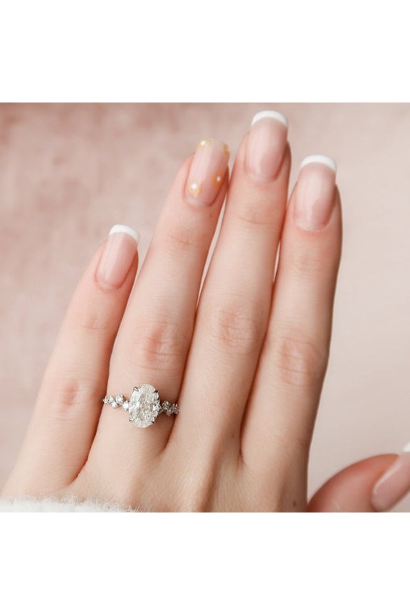 3.50CT Oval Cut Cluster Style Pave Moissanite Engagement Ring for Women Solid 10k Yellow Gold