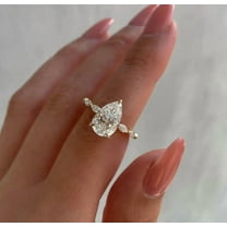 SOLITAIRE JEWELS 3.5Ct Moissanite Solitaire Engagement Ring With Side Marquise Diamond Solid 10K Yellow Gold