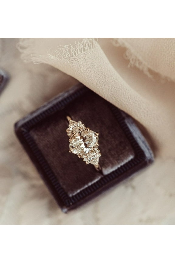 3Ct Oval Moissanite Solitaire Engagement Stacking Ring With Solid 10K Yellow Gold