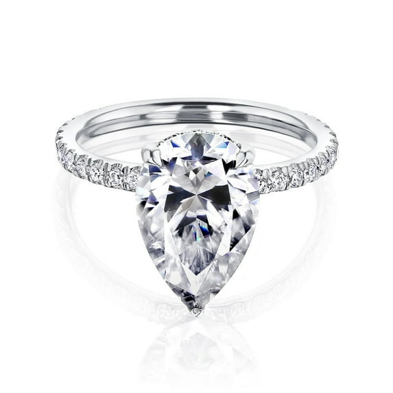 SOLITAIRE JEWELS 3ct Pear shape solitaire Moissanite Engagement Ring 14K Promise Ring Bridal Ring/ Gift For Her/ Simple Diamond Ring/ Anniversary Gif