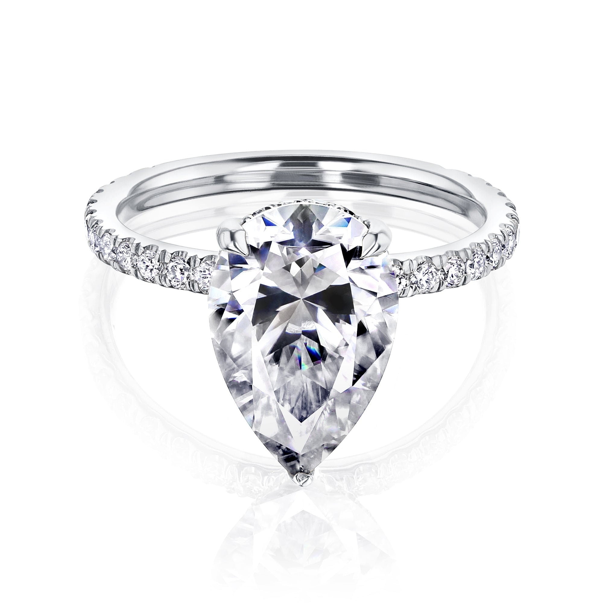 SOLITAIRE JEWELS 3ct Pear shape solitaire Moissanite Engagement Ring