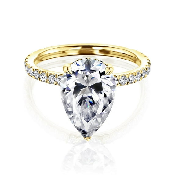 SOLITAIRE JEWELS 3ct Pear shape solitaire Moissanite Engagement Ring 14K Promise Ring Bridal Ring/ Gift For Her/ Simple Diamond Ring/ Anniversary Gif