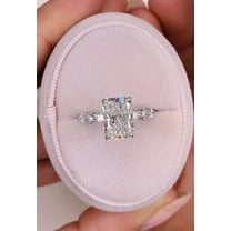 SOLITAIRE JEWELS 3ct Radiant Diamond With Round & Marquise Pave Accent Engagement Ring 10K White Gold