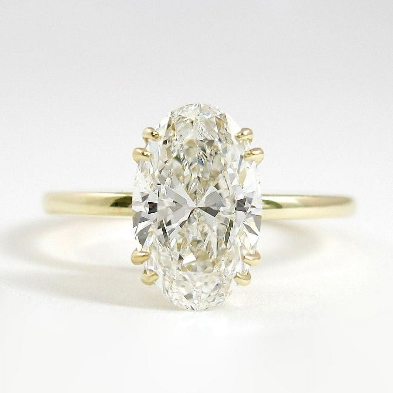 SOLITAIRE JEWELS 4CT Oval Cut Solitaire Style Moissanite Engagement Ring For Women Gift In 10K Yellow Gold