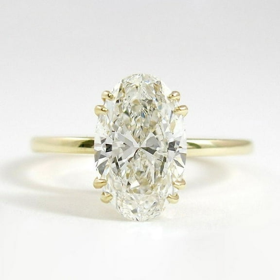 SOLITAIRE JEWELS 4CT Oval Cut Solitaire Style Moissanite Engagement Ring For Women Gift In 10K Yellow Gold