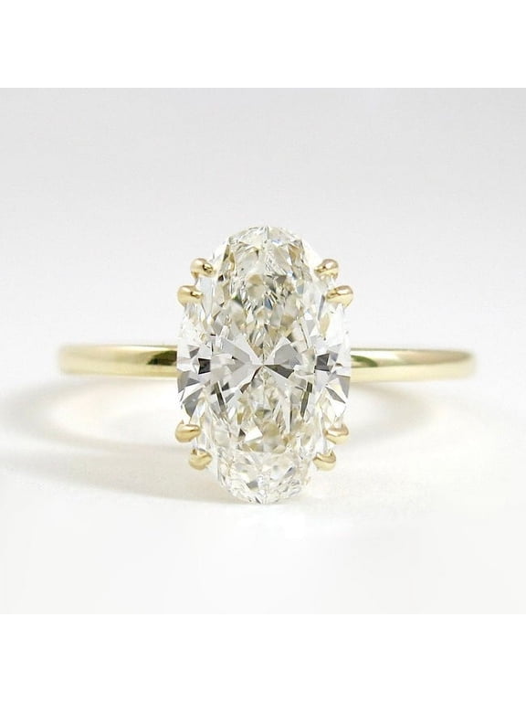 4CT Oval Cut Solitaire Style Moissanite Engagement Ring For Women Gift In 10K Yellow Gold