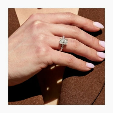 SOLITAIRE JEWELS 4ct Radiant Moissanite Diamond Engagement Ring With Pave Setting 10K White Gold
