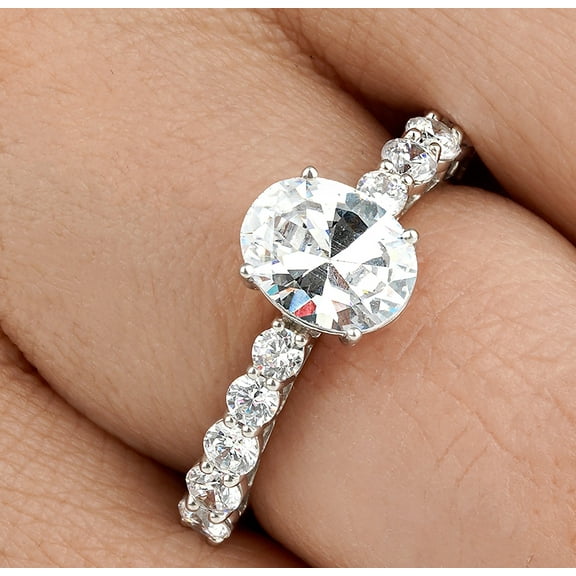 SOLITAIRE JEWELS Oval shape moissanite Diamond Minimalist Engagement Ring10k /14k/ 18k Solid Gold For Wedding/ Gift for Mother's Day