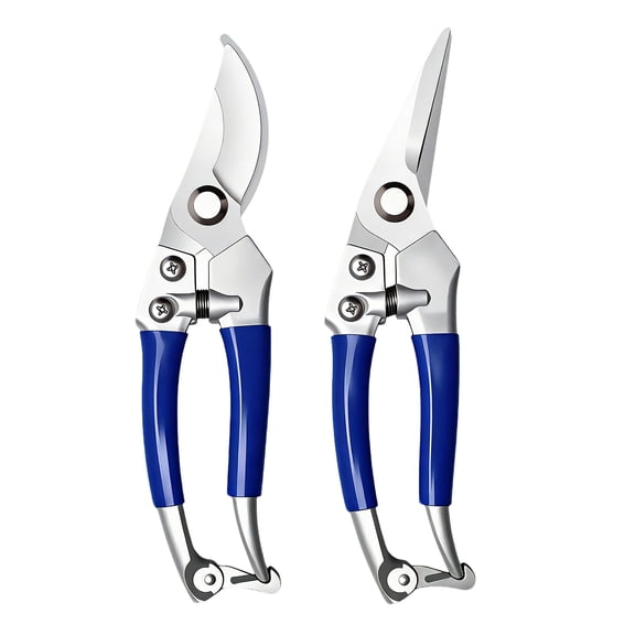 SOLLED 2 Pack Garden Pruning Shears 7.87 Inch, Heavy Duty Bypass & Straight Scissors, Ergonomic Hand Pruners for Plants Flowers Spring Harvesting