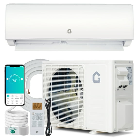 SOLLED 9,000 BTU Mini Split Air Conditioner & Heater, 20 SEER2 Ductless Inverter AC, WiFi & Alexa Compatible, Cools/Heats 450 Sq.Ft., 208-230V, White